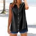 thumbnail image 2 of Breathable Linen Blend Shirt for Women Airy Summer Office Top with Collar Detail Black L, 2 of 9