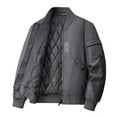 thumbnail image 4 of Aimik Hanes Up to 65% off clearance Men's Casual Bomber Jacket,Outdoor Fall/Winter Zip-Up Windbreaker,Water Resistant Padded Ma-1 Flight Jacket with Pocket-Gray L, 4 of 6