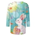 thumbnail image 4 of Xixinqiwan Womens 3/4 Sleeve Blouses,Women Happy Easter Egg Gift Blouses for Ladies Elbow 3/4 Sleeve Round Neck Funny Bunny Easter Graphic Tops Tees, 4 of 5