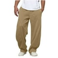 thumbnail image 3 of Men's Sweatpants 2025 Solid Color Elastic Waist Drawstring Baggy Casual Pants with Pockets Trousers, 3 of 8