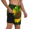 thumbnail image 3 of Gaeub Sunflower3 Mens Swim Trunks Stretch Beach Shorts Quick Dry for Men Swim Shorts Swimwear with Pockets- 3X-Large, 3 of 9