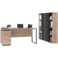 thumbnail image 3 of Pemberly Row 3 Piece Single Pedestal Office Set in Rustic Brown and Graphite, 3 of 5