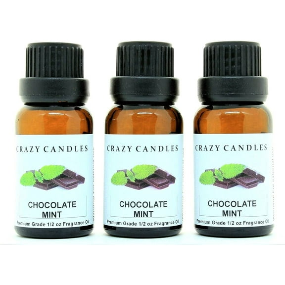 Crazy Candles Chocolate Mint 3 Bottles 1/2 FL Oz Each (15ml) Premium Grade Scented Fragrance Oil Made in USA
