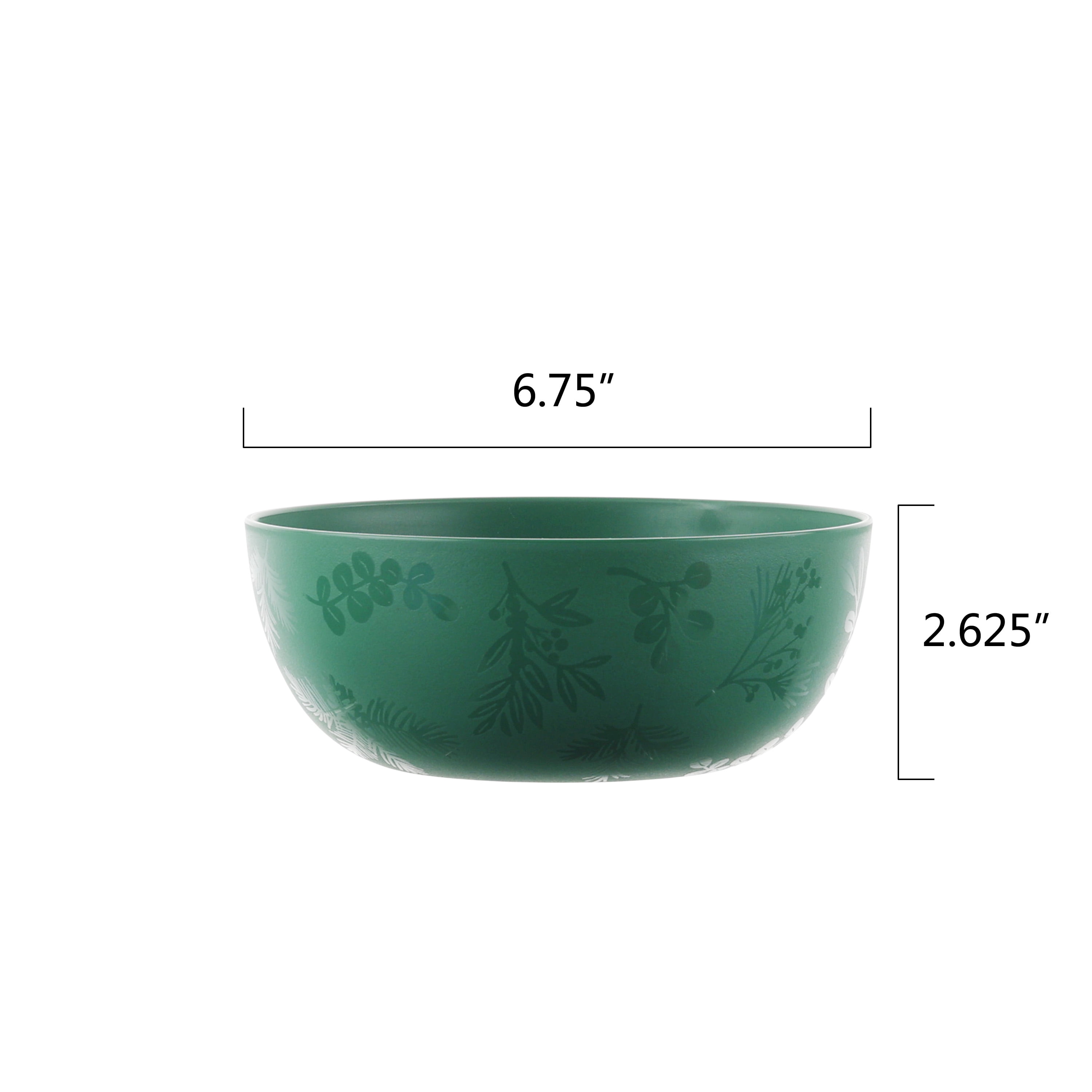 Mainstays 12-Piece Plastic Etched Holly Dinnerware Set, Green