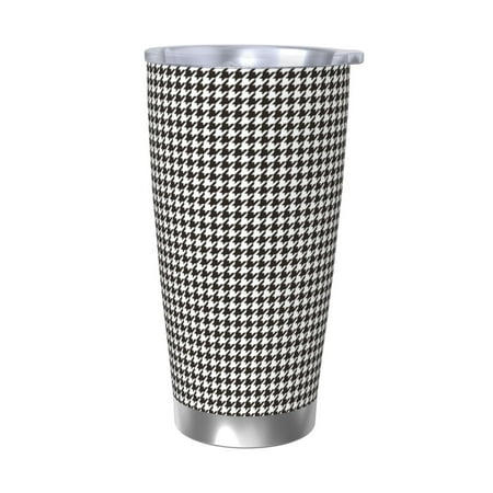

Fuzoiu Houndstooth Black And White Print 20oz Tumbler Stainless Steel Vacuum Insulated Car Cup Insulated Coffee Mug Travel Mug with Lid Thermal Cup for Outdoor-Without Straw