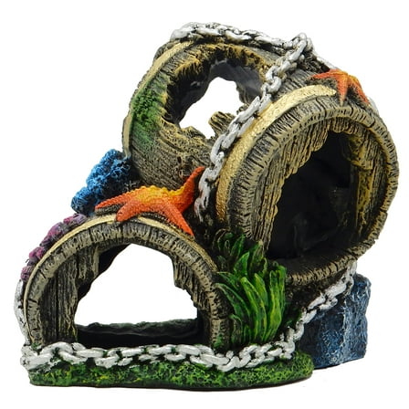 Aqua Culture Barrel Aquarium Ornament - Multicolor