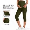 thumbnail image 2 of HAOTAGS Maternity Capris Pants,Summer Wear Tummy Support High - Waist High - Elastic Cropped Army Green M, 2 of 8
