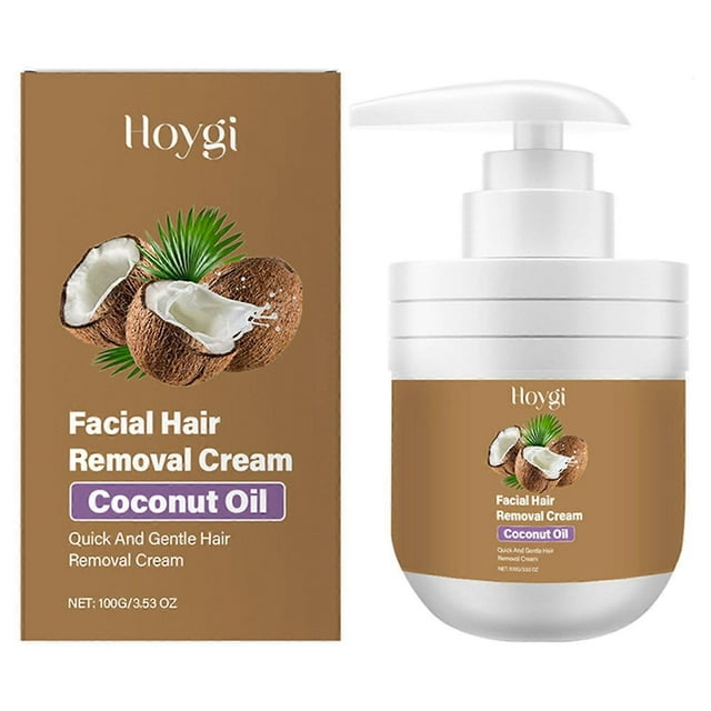 Facial Depilatory Cream, Coconut Facial Hair Removal Cream for Upper Lip & Chin, Womens Facial Hair Remover Cream for Sensitive Skin, Non-irritating