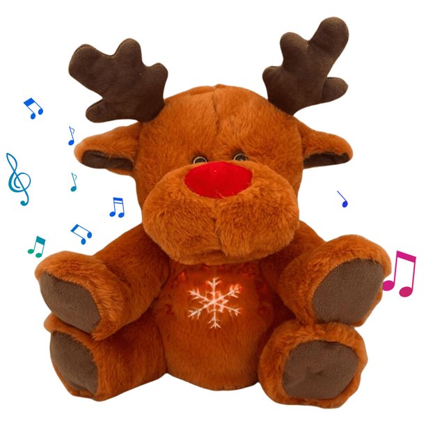 Juguete Musical para Dormir Compañero Bebé Alce Navideño Con Música Y Luces