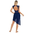 thumbnail image 2 of Yhong Womens Lyrical Dance Costume Figure Skating Dress Sleeveless Chiffon Flowy High-Low Leotard Navy Blue XL, 2 of 7