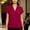 A1061 Red, variant on Women V Neck Button Down Tops Rolled Sleeve Shirts Casual Collared Office Blouses Professional Smart Summer Daily Apparel