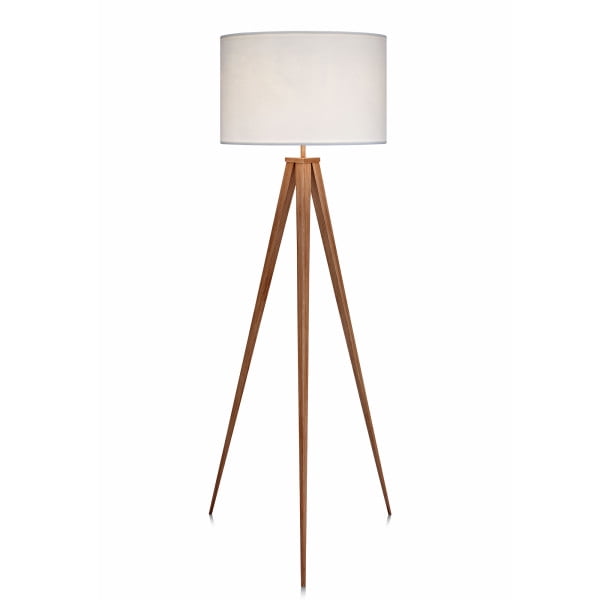 Teamson Home Romanza Lampe de Sol Trépied Éclairage Moderne - Bois / Blanc