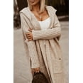 thumbnail image 4 of Suéter de otoño e invierno, cárdigan con solapa, capucha, largo, letra, chaqueta de punto suelta de lana, 4 of 6
