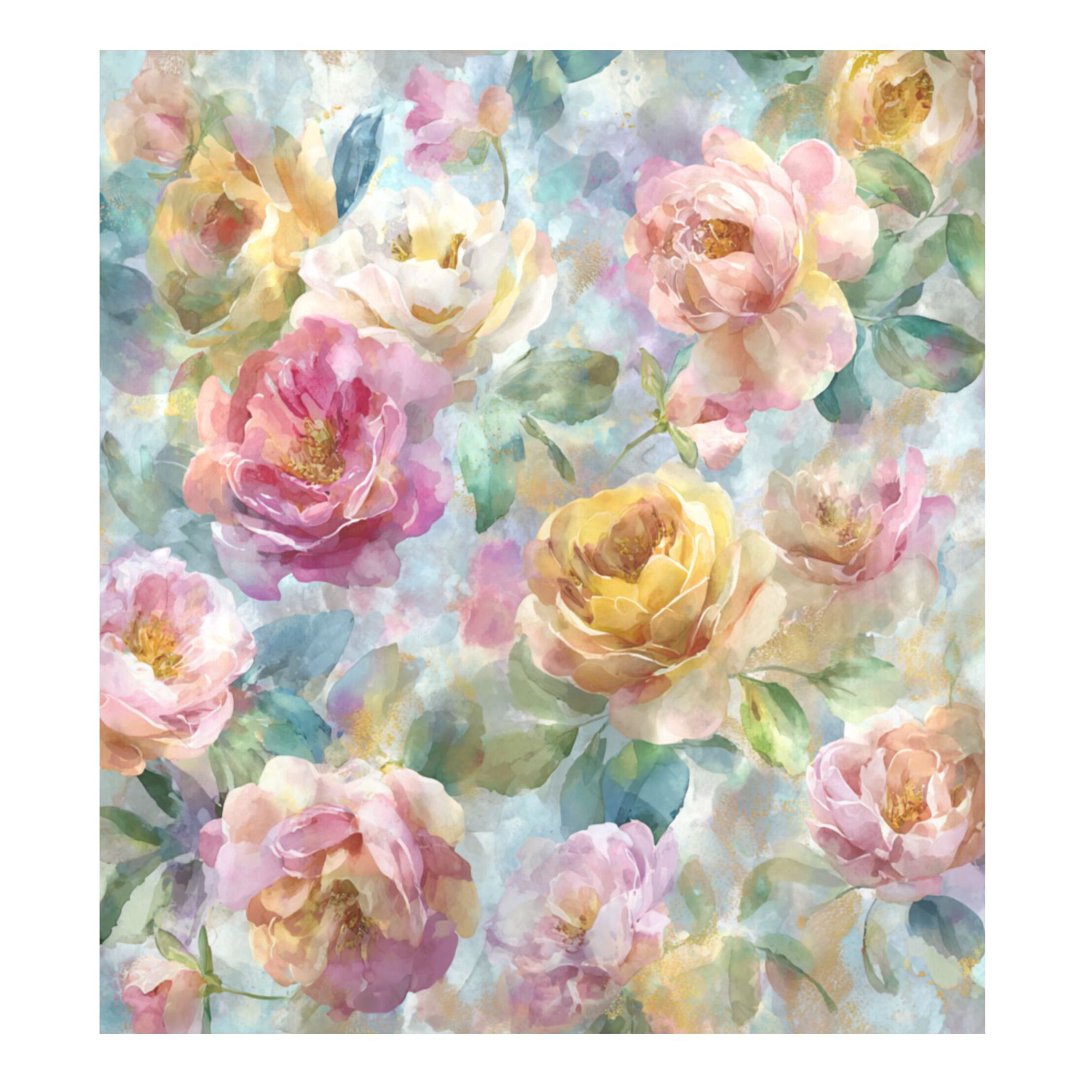 Dishwasher Magnetic Refrigerator Magnet Cover Sticker Home Decorative 23"x26" Fantasy Peonies and Roses