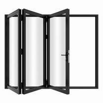 KaMic 108" x 80" 3 Panels Aluminum Folding Door In Black, Folded Out From Right To Left