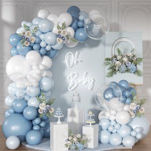Dusty Blue Balloon Arch Kit Light Blue White Balloon Garland Kit