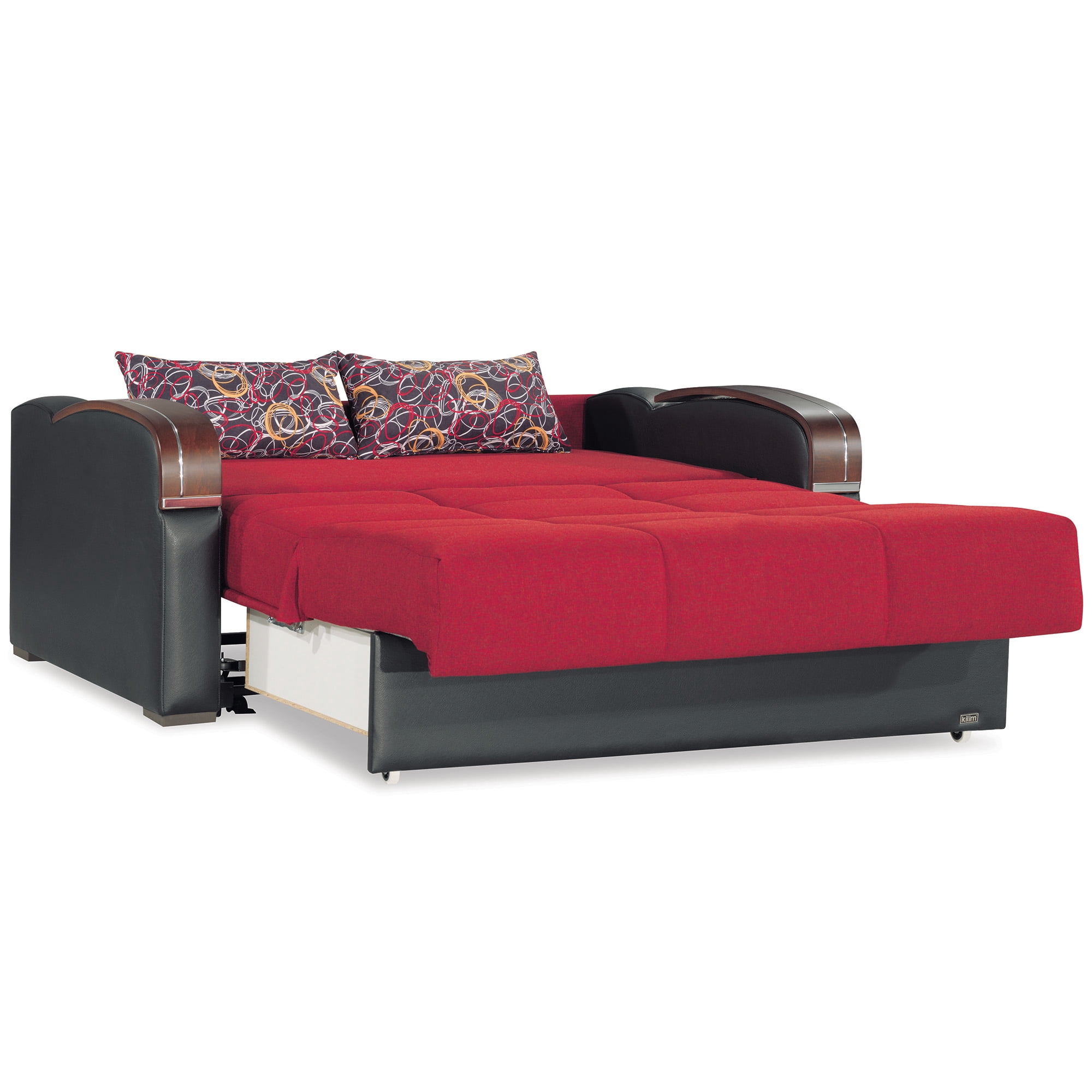 Ottomanson Trance Sofa Bed with Storage 75", Red Polyester