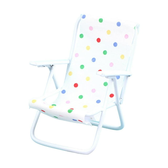 Bunblic 1/12 Beach Chair Metal Mini Chair for Fairy Garden Architectural DIY Project Dots