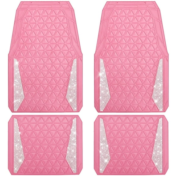 Juego completo de alfombrillas CAR PASS Diamond Rubber, color rosa universal