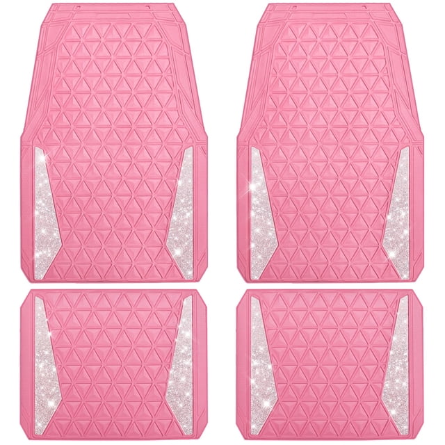 Juego completo de alfombrillas CAR PASS Diamond Rubber, color rosa universal