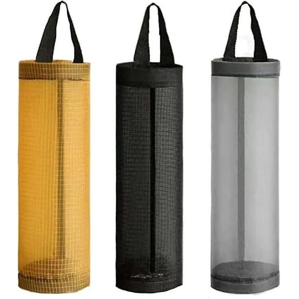 Dispensador de bolsas de basura, 3 uds., almacenamiento de bolsas de basura colgantes, cocina casera (negro, gris, amarillo)