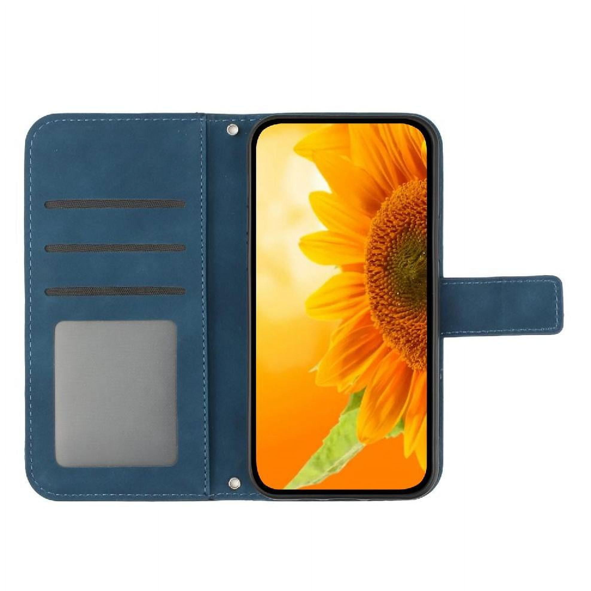 Case for Samsung Galaxy S25 Fe Luxury Pu Leather with Card Slots Holder Embossed Sunflower Short Strap Flip Wallet Phone Case