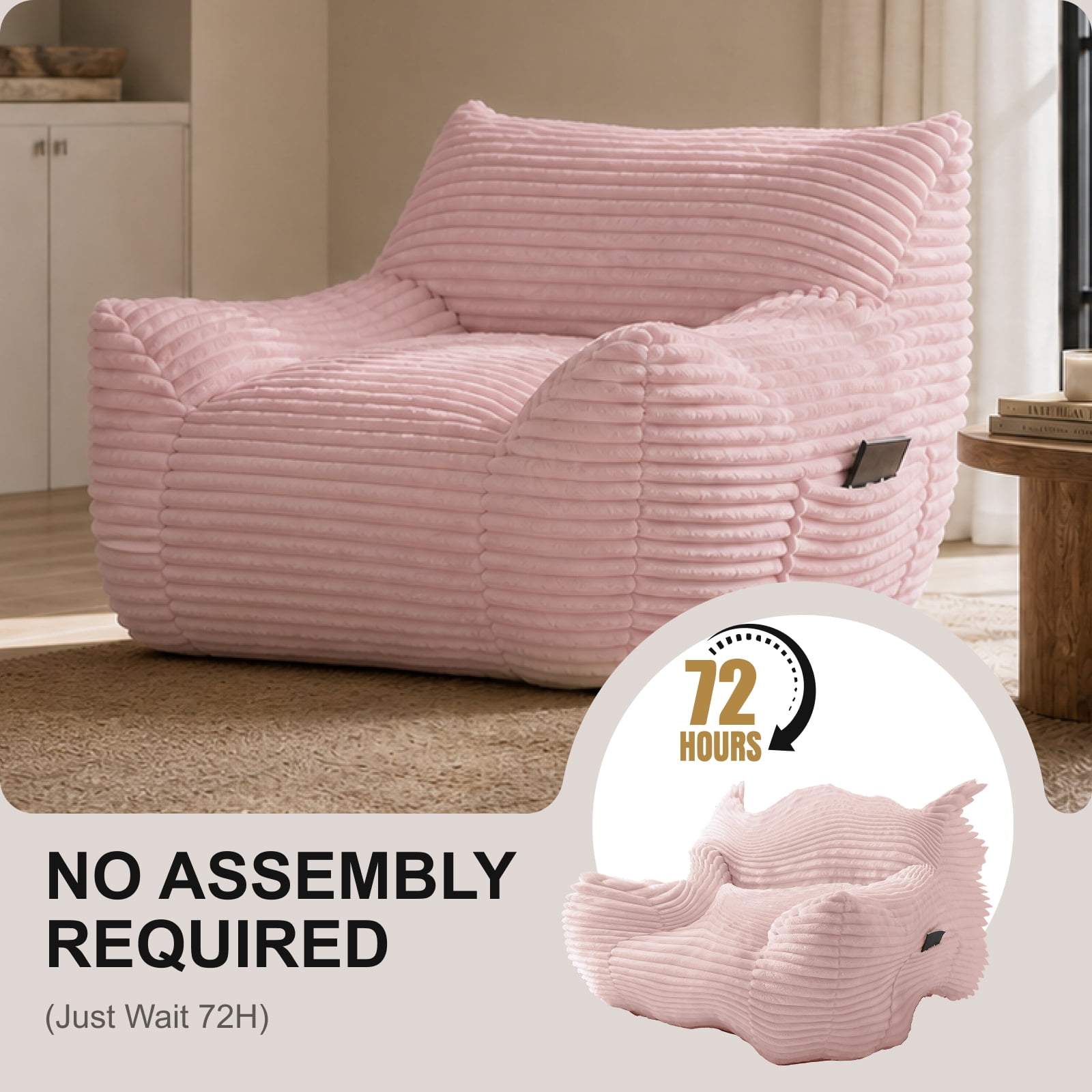 Bean Bag Chair for Adults, Oversized Comfy Beanbag Living Room Lazy Sofa for Bedroom & Dorm