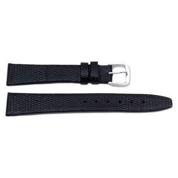 16mm Genuine Leather Lizard Grain Black Watch Strap
