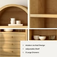 thumbnail image 2 of Joyyskill Tall Arched Bookshelf with Drawers, 71" Wood Bookcase with Storage Farmhouse Display Cabinet Wooden Bookshelves Mid-Century Modern Storage Shelf Natural Oak, 2 of 5