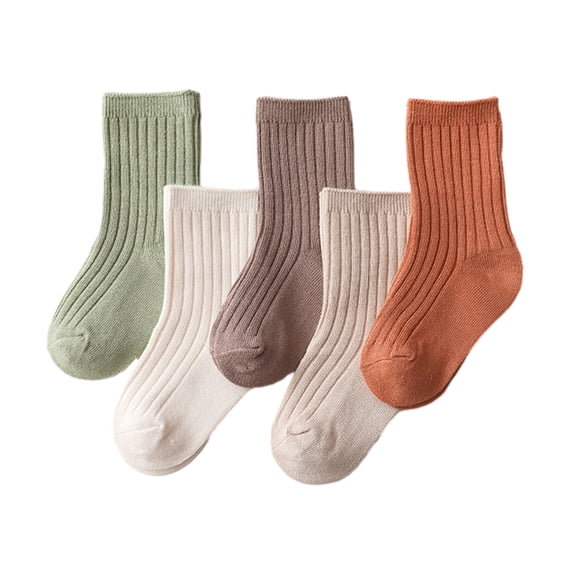 5 Pairs Toddler Socks Unisex Baby Crew Socks for Infant Boys Girls Stretchy Cotton Socks,XL