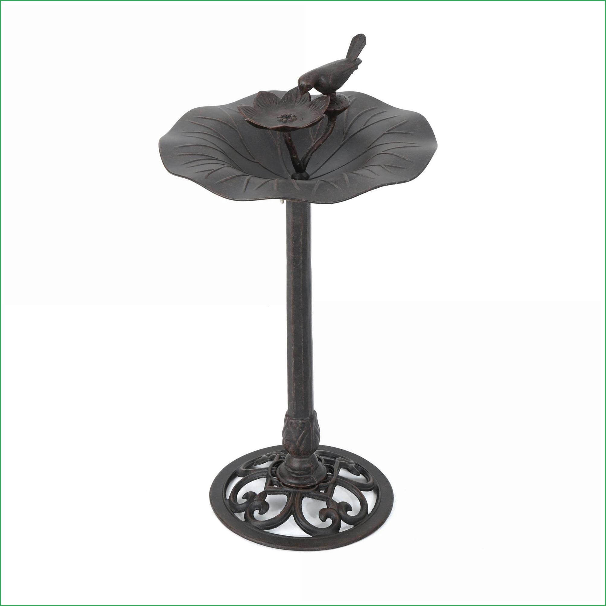 Gardening Accessory | Traditional Outdoor Aluminum Iron Bird Bath, Stable Base, For Patio Backyard Garden | Bronze