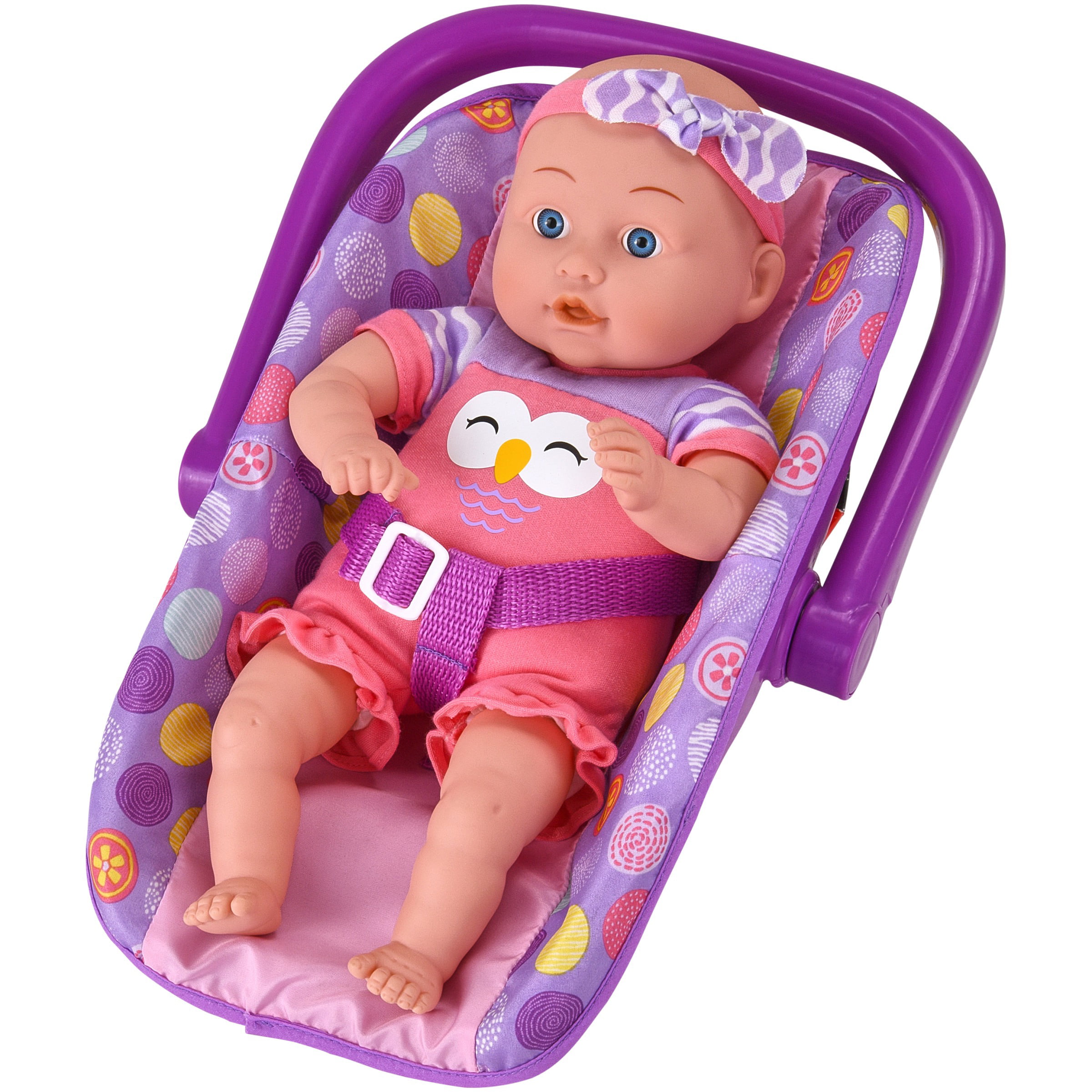 Portable Pink Dots Carrier Seat 12Inch Baby Doll Accessory for Children Toys