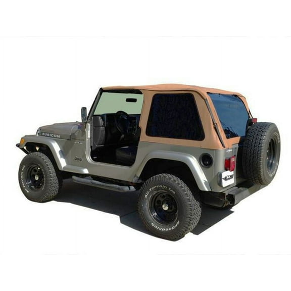Rampage by RealTruck Frameless Trail Top | Vinyl, Spice Denim Color with Tinted Windows | 109517 | Compatible with 1997 - 2006 Jeep Wrangler TJ