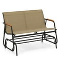 thumbnail image 2 of Costway Patio Glider Bench for 2 Swing Gliding Loveseat with Curved Teak Armrests for Porch, 2 of 10