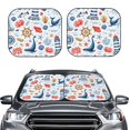 thumbnail image 6 of Lsque Watercolor Nautical 2 PCS Windshield Sun Shade | CarFoldable Window Covers | Car Accessories Reflect UV for Universal Cars SUV Truck | Large, 6 of 7