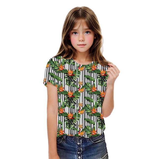 Jamicy T-Shirts Graphiques pour Filles Cadeau pour Enfants Hauts pour Enfants Été T-Shirts à Manches Courtes Blouses à Col Rond pour Dames Hauts Courts Décontractés