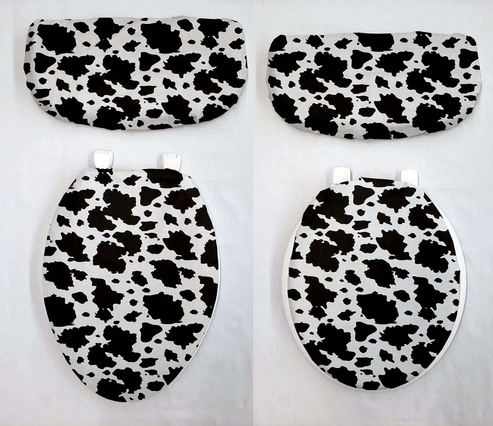 Black & White Cow Spots Toilet Seat Lid and Tank Cover Set by Penny's