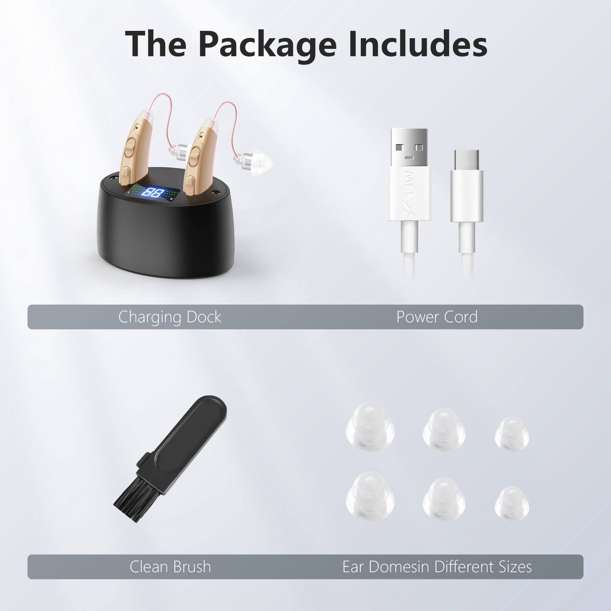 Personal Sound Amplifiers for Ears with Noise Reduction, Mini Invisible Rechargeable Digital Personal Sound Amplifier for Seniors, 2pcs ,Beige