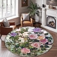 thumbnail image 2 of Round Rug, Victorian Rose Soft Washable Carpet, Non-Slip Floor Mat for Living Room Bedroom Home Decor 59 Inch, 2 of 6