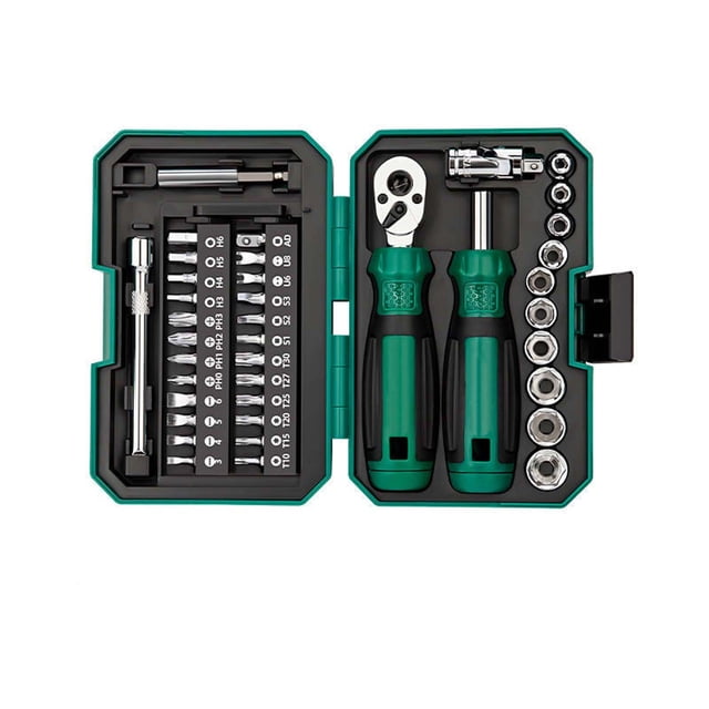 Hex Head Socket Set, Portable 40 Pcs Multi-Function Screwdriver Set with Ratchet Wrench & Bits, Small Screwdriver Set for Electronics