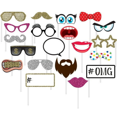 Multicolor Party Photo Booth Props, 20 Pieces, by Way To Celebrate