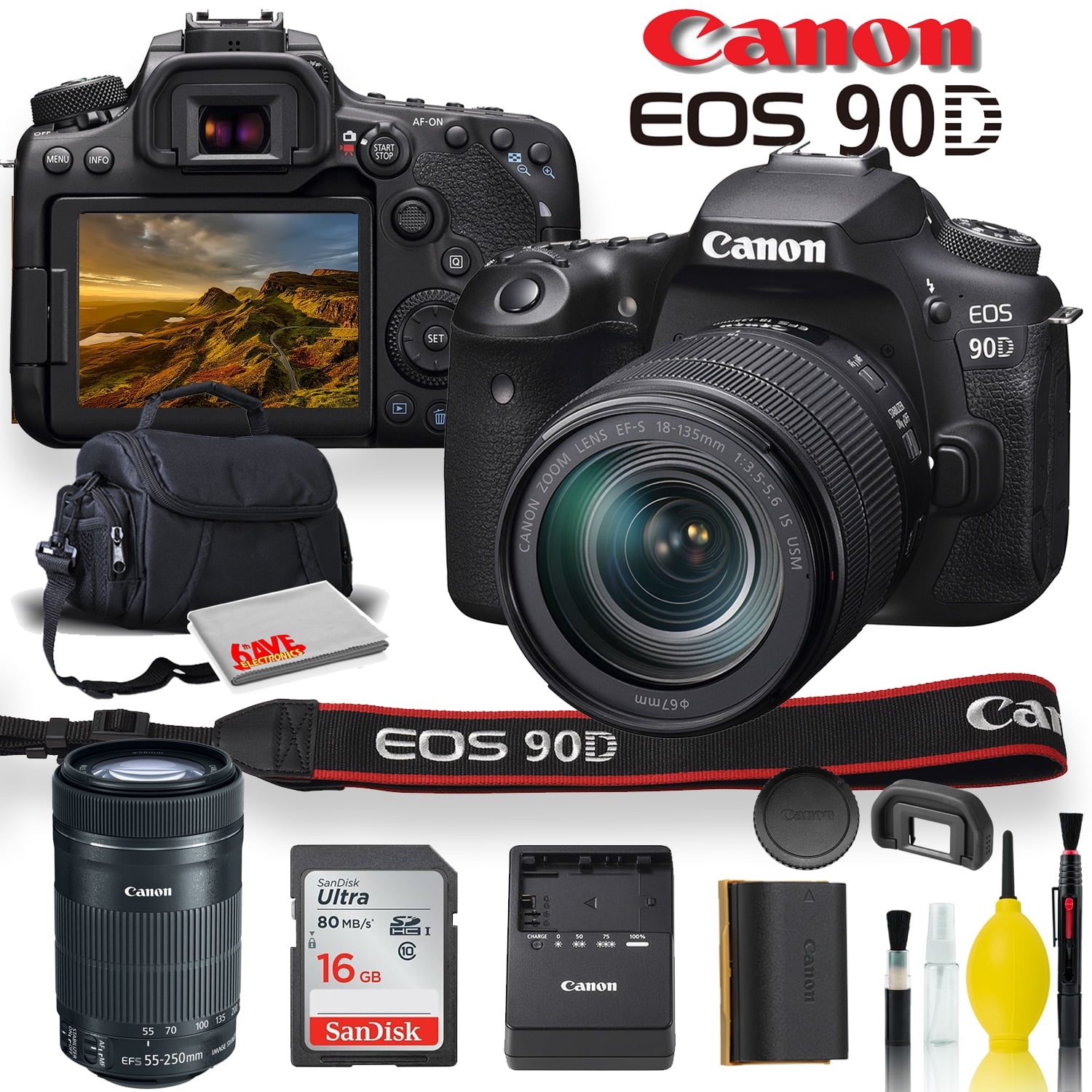 Canon EOS 90D DSLR Camera Bundle with 18-135mm USM Lens Built-in 
