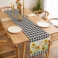 thumbnail image 3 of Sunflower Table Runner - 120 Inch Long, Kitchen Dining Table Runner Dresser Scarves, Retro Buffalo Plaid Black White Country Bee Farmhouse Decor for Coffee Tables Wedding Party Banquet, 3 of 8