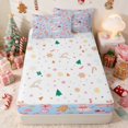 thumbnail image 4 of Manfei Santa Full Comforter Set Fitted Sheet 2 Pillowcases, Lavender Pink, Xmas Reversible, 4 of 7