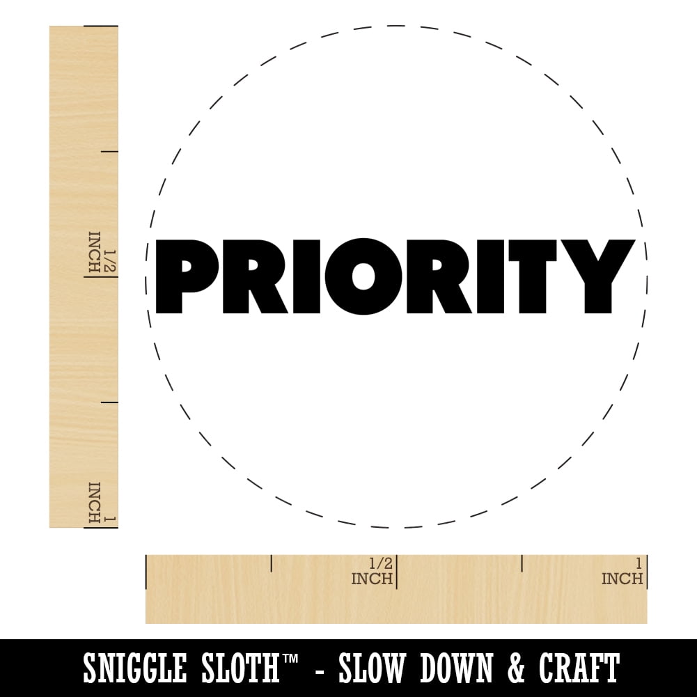 Priority Bold Text Self-Inking Rubber Stamp Ink Stamper - Blue Ink - Medium 1 Inch