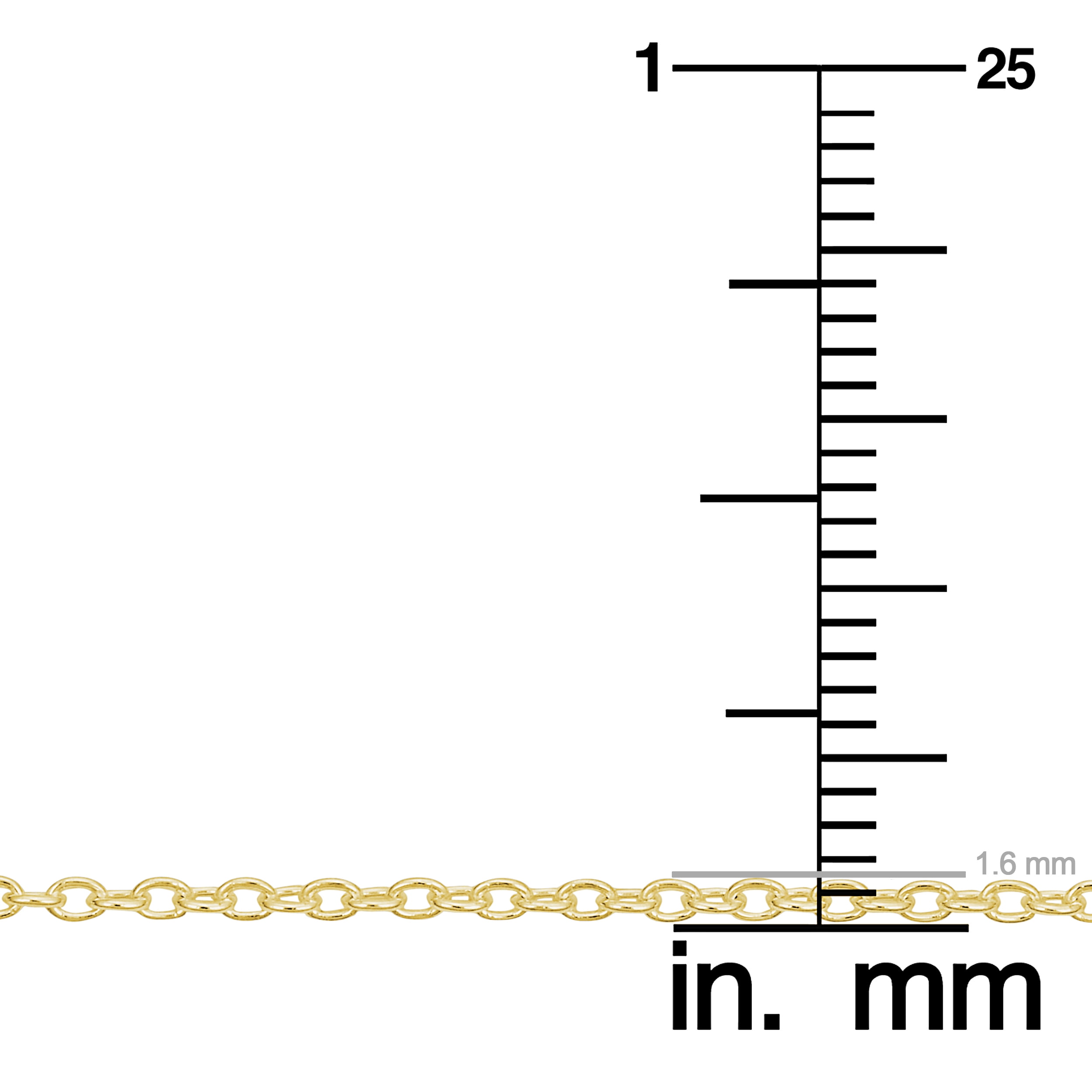 KoolJewelry Yellow Gold Over Sterling Silver Cable Chain Necklace (1.6 mm, 18 inch)