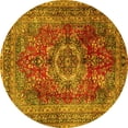 thumbnail image 1 of Ahgly Company Machine Washable Indoor Round Medallion Yellow Traditional Area Rugs, 8' Round, 1 of 4