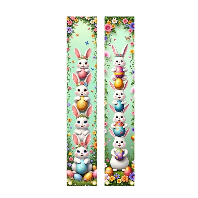 Easter Door Banner Couplet Hanging Holiday Decor Polyester Fabric 12.00X70.80 Inches Front Entry Decoration