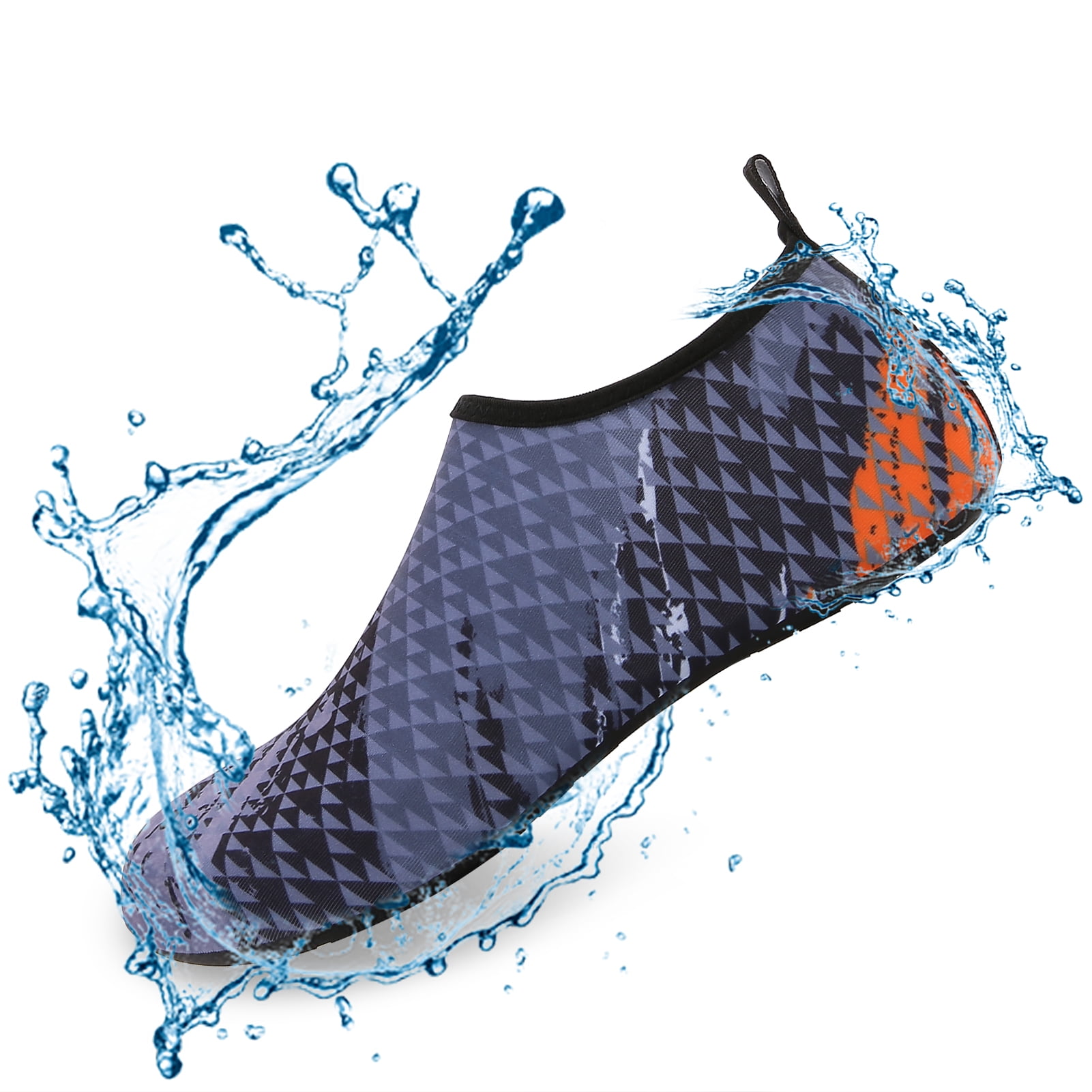 Men and Women a Slip On Barefoot Quick-Dry Beach Aqua Yoga Water Shoes (Triangle/Grey, 4-5 Women)