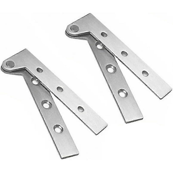 Set Of 2 Stainless Steel Hidden Door Pivot Hinges 360 Degree Rotation, 4 Inch Offset Knife Hinges, Concealed Pivot Hinge, Brushed Silver, With Screws